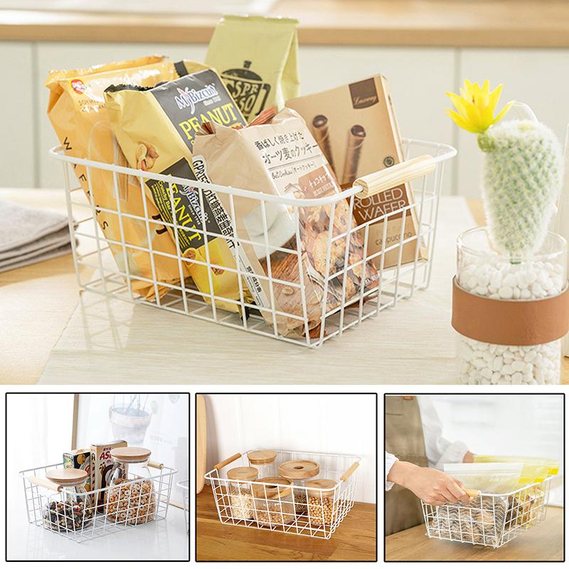 Ins Wind Wrought Iron Storage Basket Japanese Desktop Storage Basket Bathroom Simple Storage Basket Kitchen Storage Box Desk Organizer
