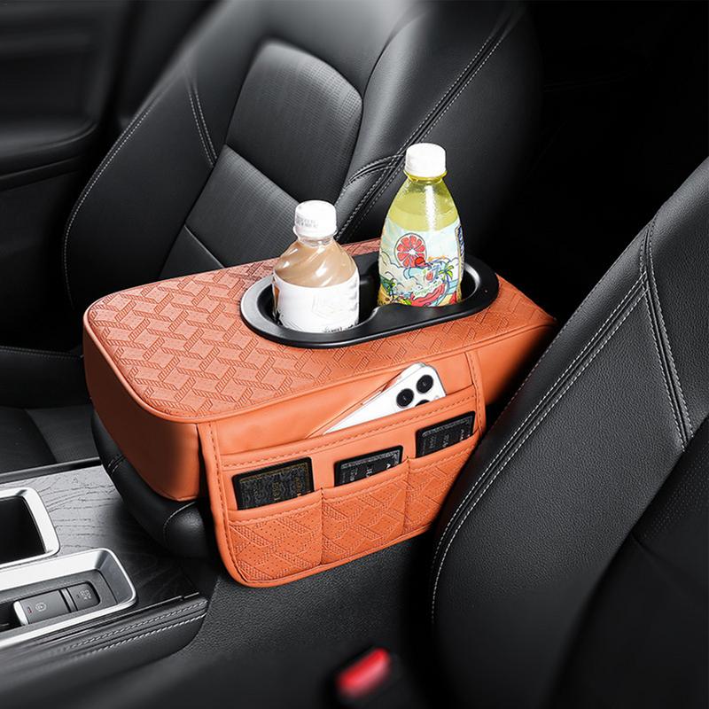Auto Mittelkonsole Abdeckung Wasserdichte Armlehnenauflage Für Auto PU Leder Konsolenmatte Mit Getränkehalter Autozubehör Für Auto