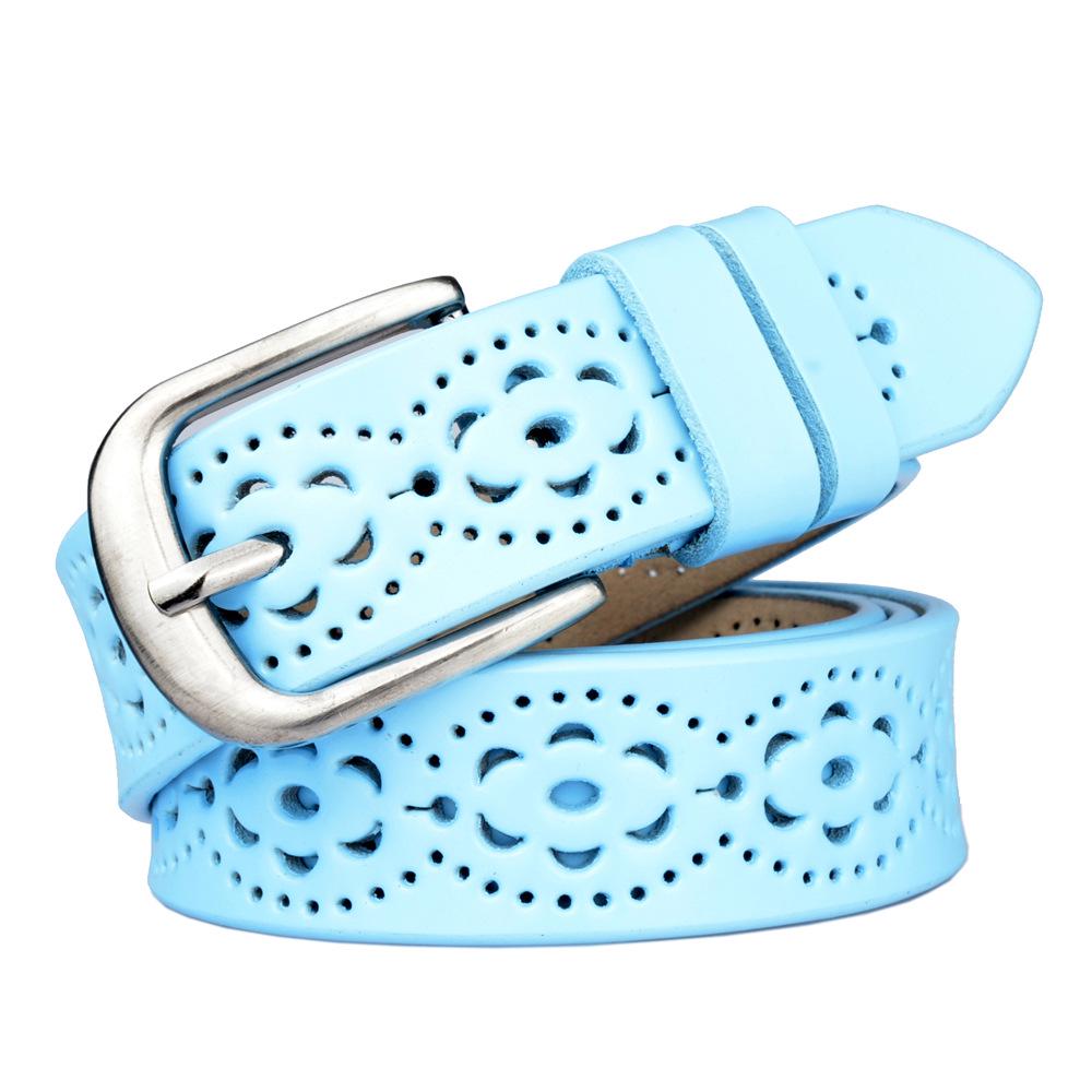 Fashion Ladies Real Cowhide Belt Personality Hollow Dress Belt Decoration Casual Real Cowhide Belt Delicate Ladies Belt