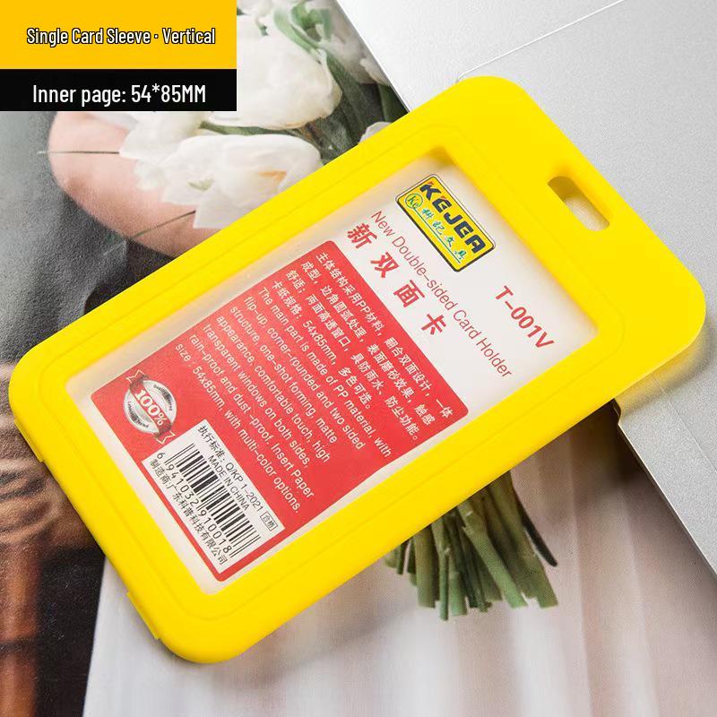 Vertical & Horizontal Double-Sided Transparent Employee Badge Holder with Color Options