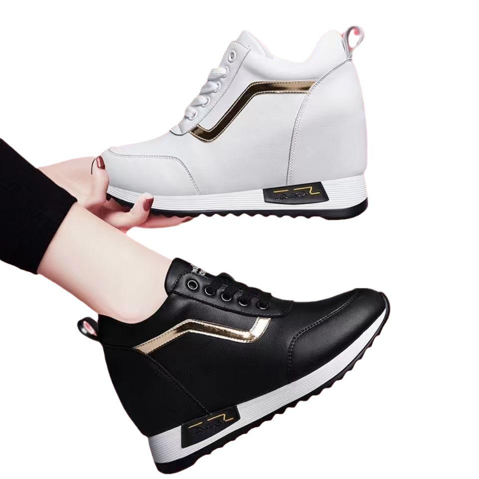Women's Trendy 2024 Sporty Casual Height-Boosting Korean Style Leather Shoes