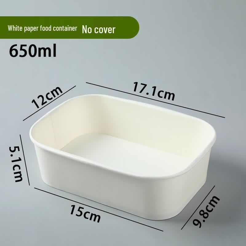 Jingzhifeng Disposable White Kraft Paper Microwaveable Takeout Boxes 650ml (300 Pcs)