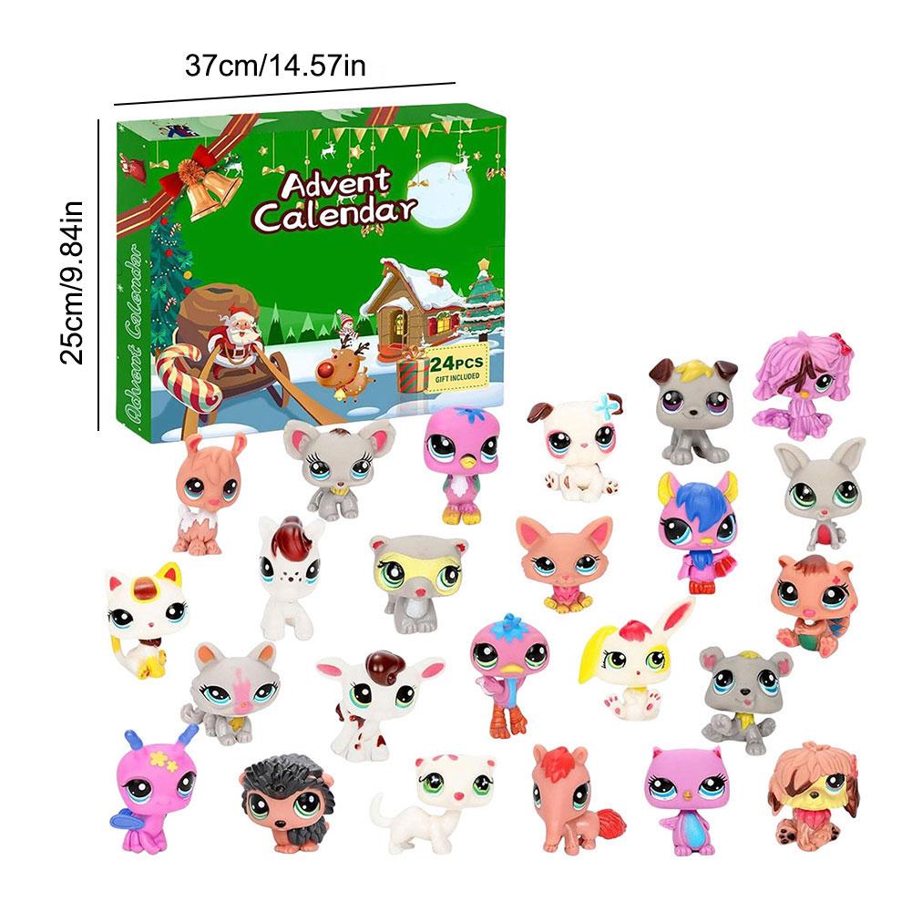24 Days Christmas Countdown Calendar Cute Pet Figures Xmas Countdown Calendar Christmas Gift Stocking Stuffers Party Favor