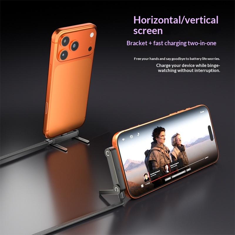 240W Type C To Type C 2-in-1 Fast Charging Data Adapter With Phone Stand Function Foldable Phone Charging Bracket Adapter