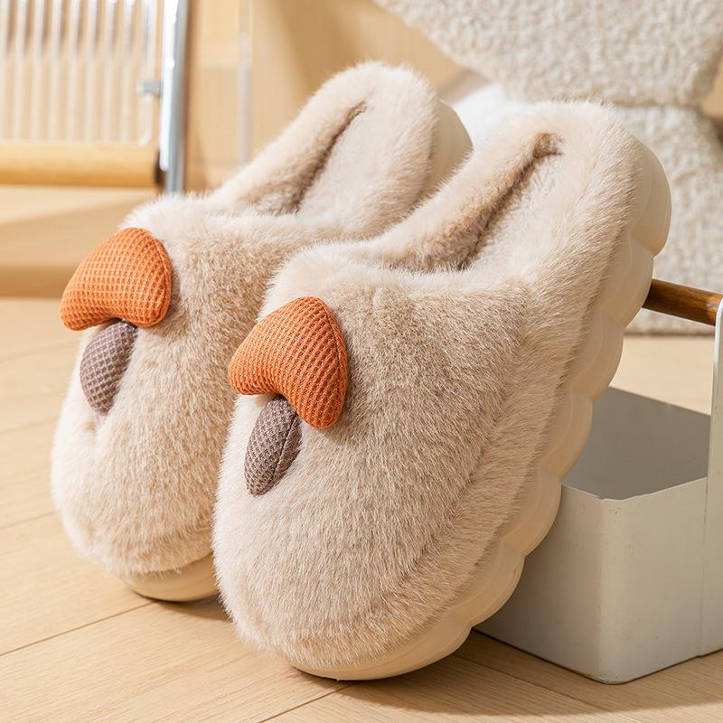 Cotton Slippers Thick Bottom Women's Home Use Spring and Autumn Winter Indoor Warm Non-slip Home Winter Plush Men