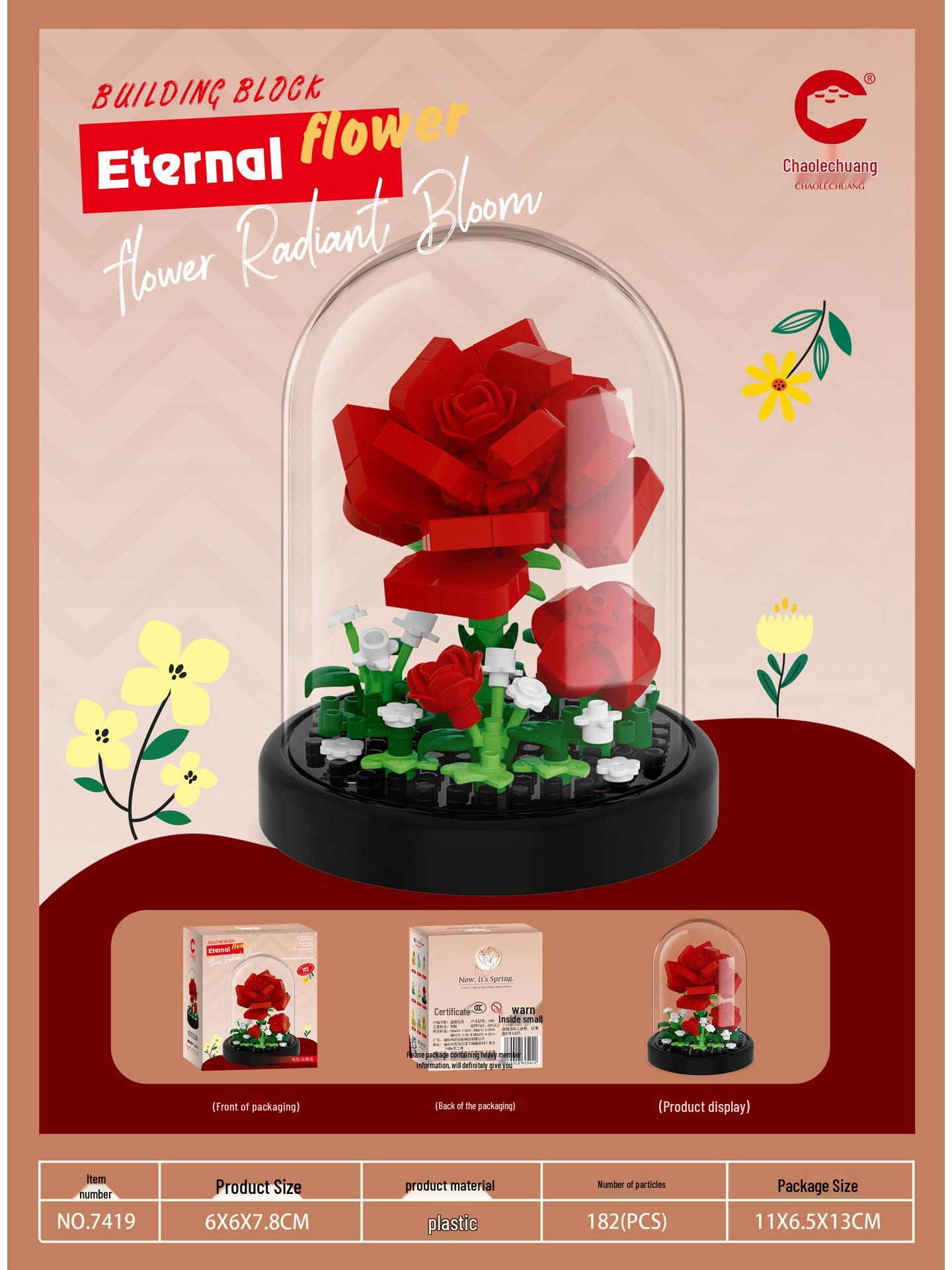 

Імітовані Збережені Квіти Соняшник та Троянда Будівельні Блоки - Сумісні з LEGO, Ідеальні для Прикрас та Подарунків