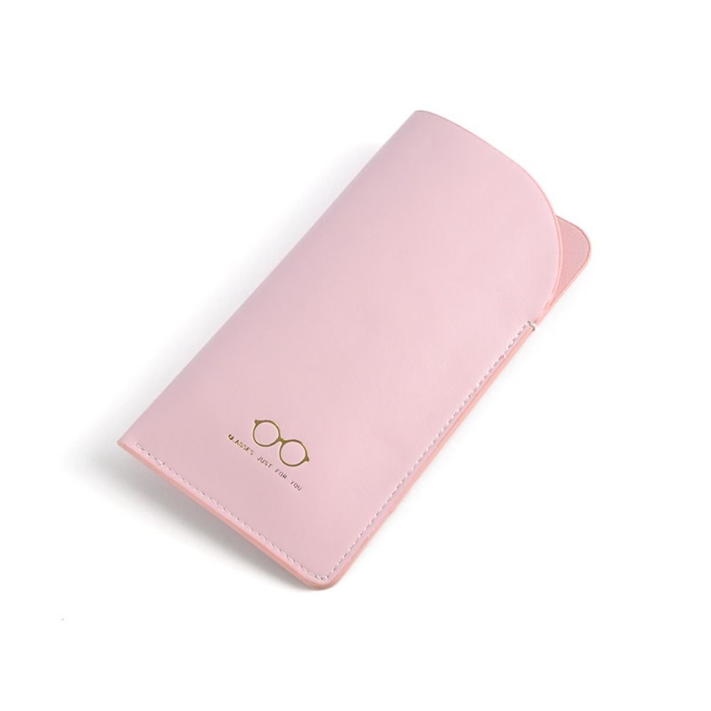 Solid Color Glasses Storage Bag Pu Leather Hanging Neck Eyeglasses Case Female