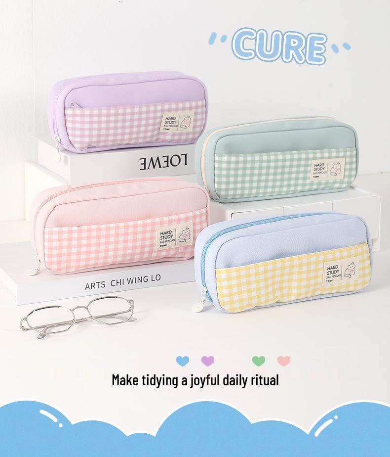 TOME Grid Series Girls' Cute Pencil Case for Students