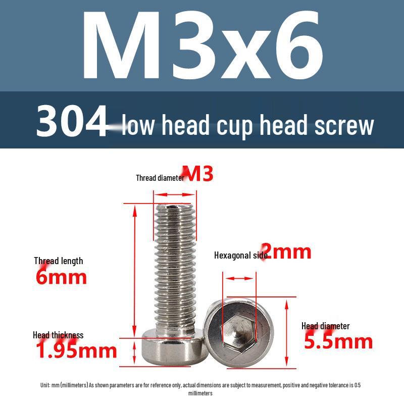 304 Edelstahl Flachkopf Innensechskant Maschinenschrauben M3-M10