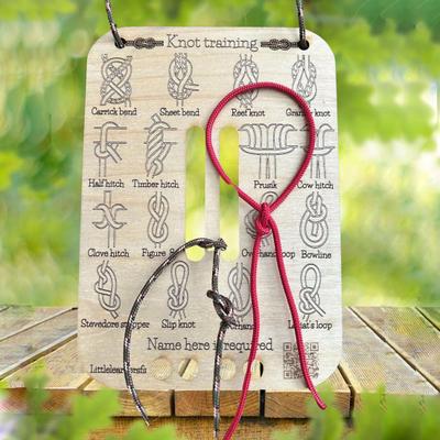 Knoten-Trainingsbrett lernen, 16 Knoten, Bindeübungsbrett aus Holz, Anfänger-Riffe, quadratische Knoten, praktisches Lernbrett, Geschenk für Outdoor-Camping-Liebhaber
