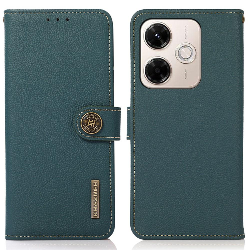 KHAZNEH for Xiaomi Redmi 13x 4G Case Genuine Cow Leather Wallet Phone Cover