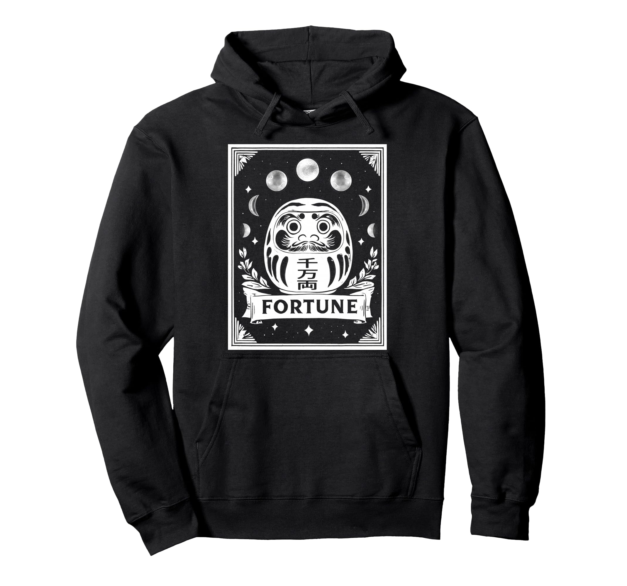 

Lucky Daruma Doll Japanese Tarot Card Witch Moon Hoodie чёрный