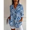 Women's Shirts Floral Active Stylish Buttons Blouse Lapel Neck Blouse Womens Long Sleeve Shirts Womens Clothing Female Clothing