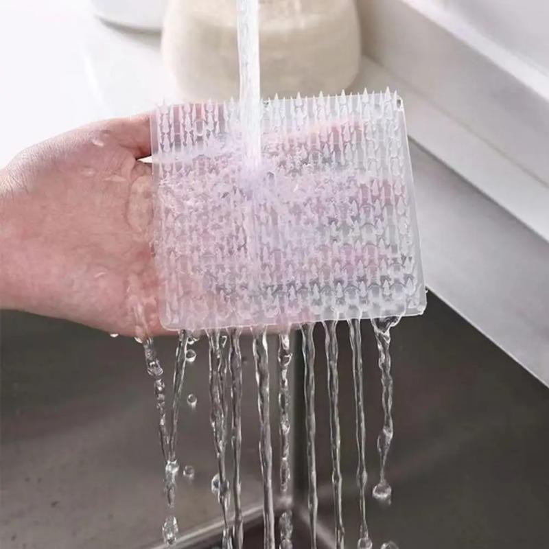 4PCS Kitchen Accessory TPE Material Brush Ergonomic Fruit Vegetable Brushes with Gentle Elastic Bristles for Set of 4 Kitchen Tools