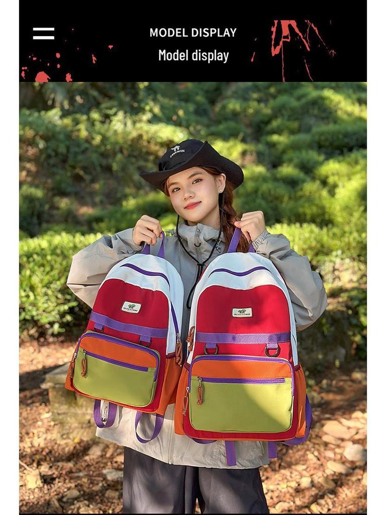 Modny plecak dziecięcy w bloki kolorystyczne - Uroczy i wytrzymały dla chłopców i dziewcząt ze szkoły podstawowej