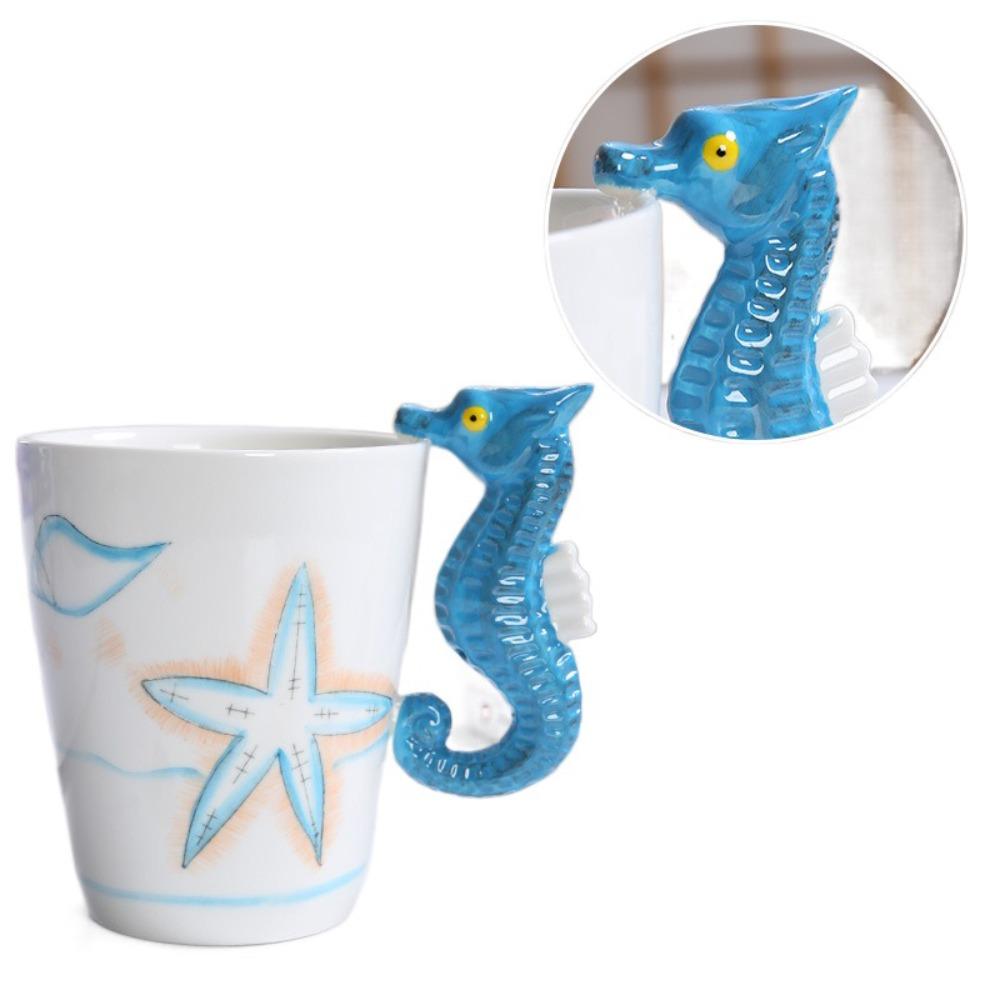3D Animal Shape Handle Animal Shape Ceramic Cup Hand Painted Animals Mug  Living Room