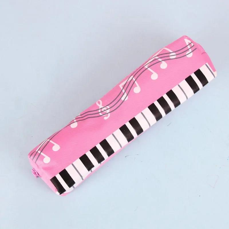

1pc Music Theme Pencil Case for Students, Piano & Notes Design Oxford Cloth Bag, Creative Gift for School & College розовый