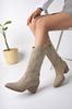 Women Modern Stylish Fashion Boots Boots Faux Leather Suede Tan Suede Embroidered New Season Cowboy Boots