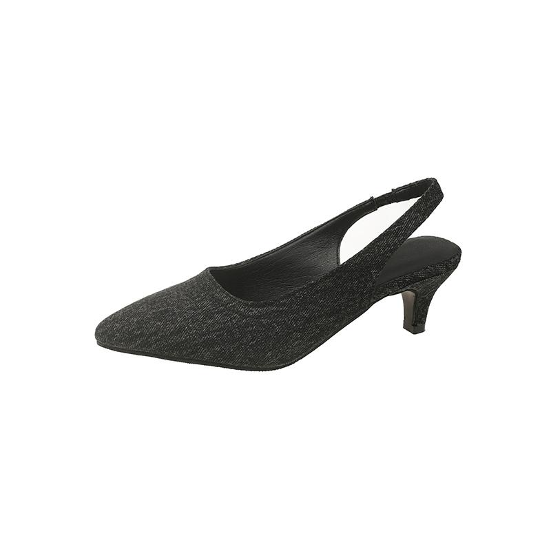 Summer  Women's Shoes 2024 High Quality Baotou Women's Sandals Fashionable Mid-heel One-line Buckle Women's High Heels