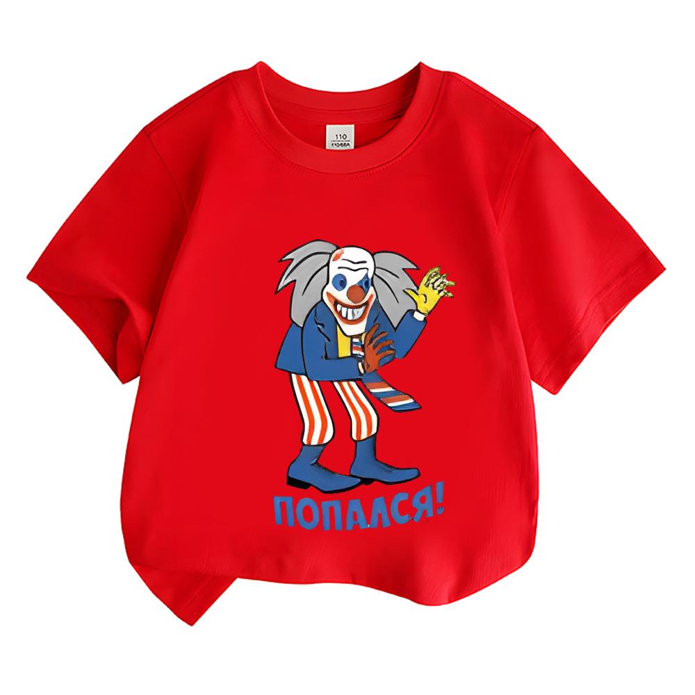 

Summer Kids Cartoon A4 Graphic Printing T-shirt Anime Print Sports Short Sleeve Boys Casual Shirt Kawaii Girls Soft Tshirt Tops 100 червоний