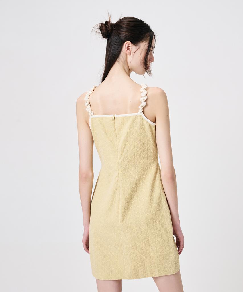 Etmont Slip Floral Jacquard Mini Dress, Yellow