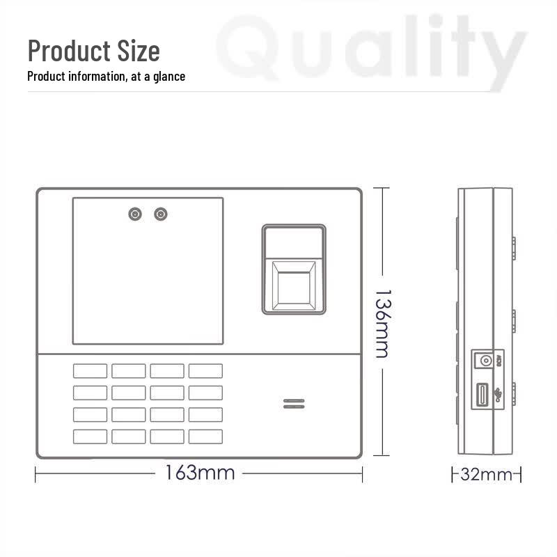 Deli Smart Face & Fingerprint Attendance Machine CN plug (adapter included)
