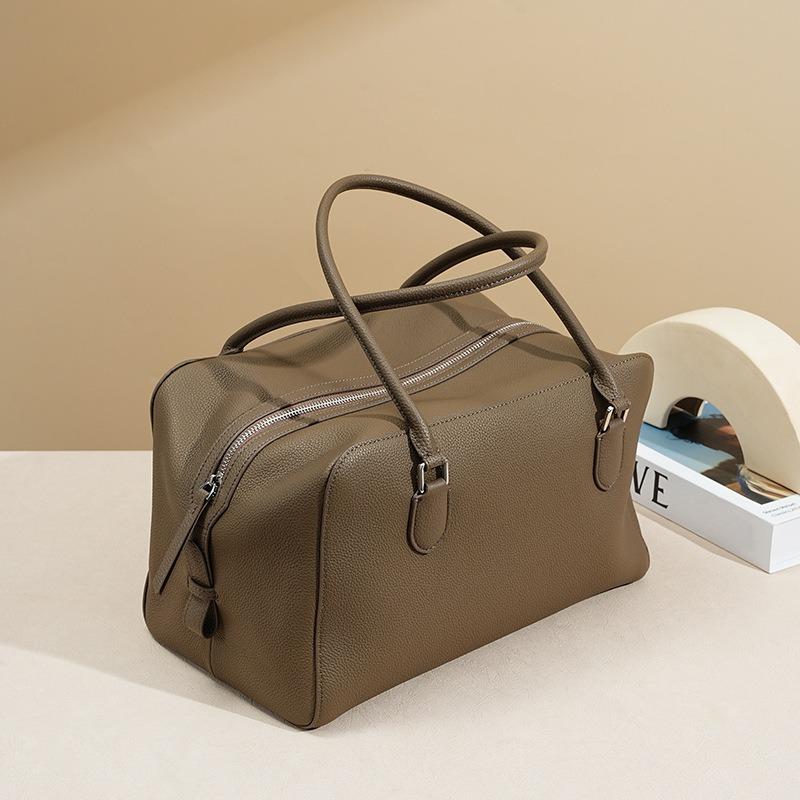 Bowling Bag Women's Korean Version Large-capacity Leather Shoulder Bag Niche Female Commuter Premium Tote Bag