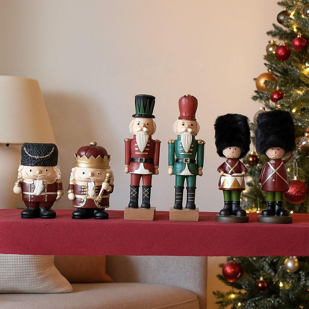 Cartoon Christmas Resin Nutcracker Hand Painting Handcrafted Nutcracker Puppet Pendant Standing Christmas Tree Accessory