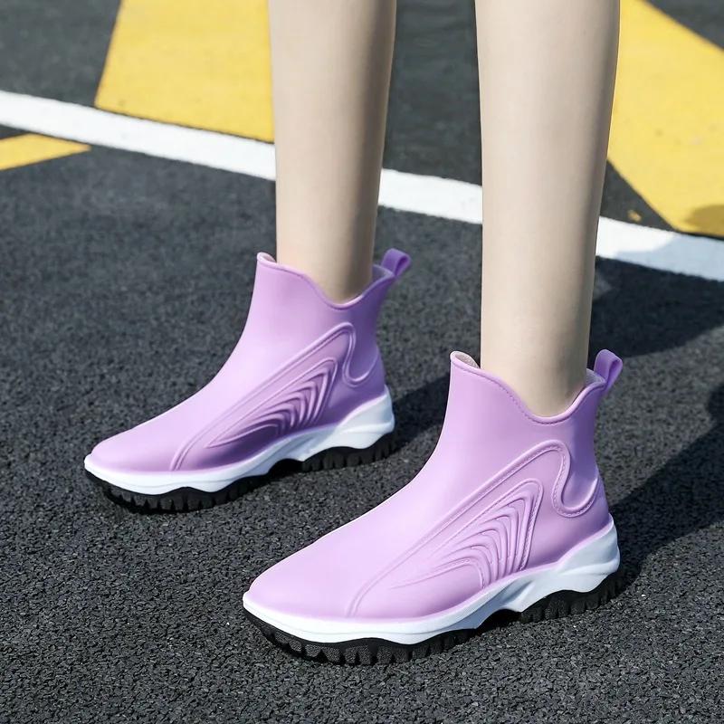 

Модные резиновые сапоги для женщин, обувь на платформе, кухонные, садовые, водонепроницаемые, рабочие, резиновые сапоги, модные, нескользящие, утолщенные, резиновые сапоги Botas De Mujer 36 фиолетовый