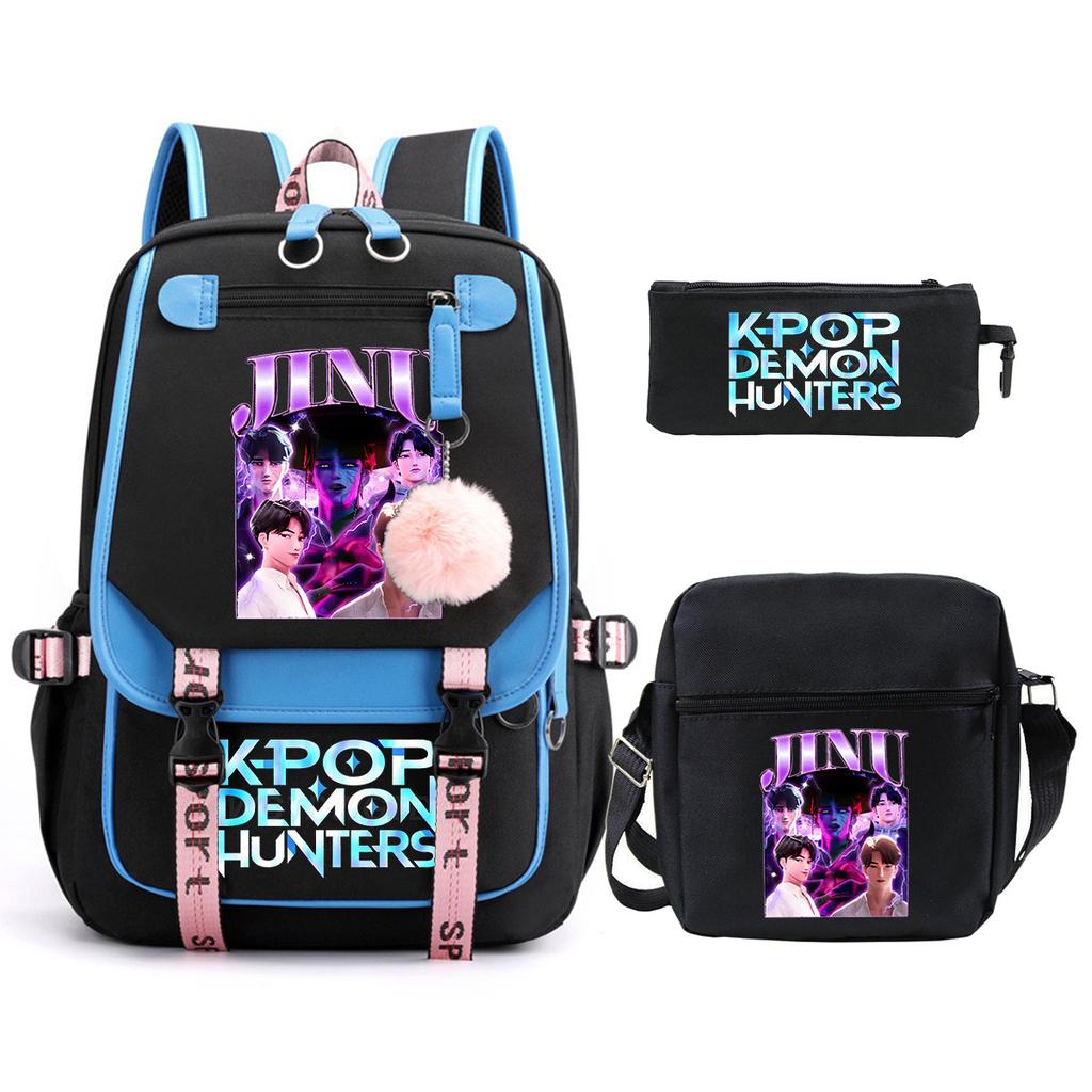 Demon Hunters Peripheral Printing Children's Fashion Backpack Cross-border Large Capacity Primary and Secondary School Student Leisure School Bag Set