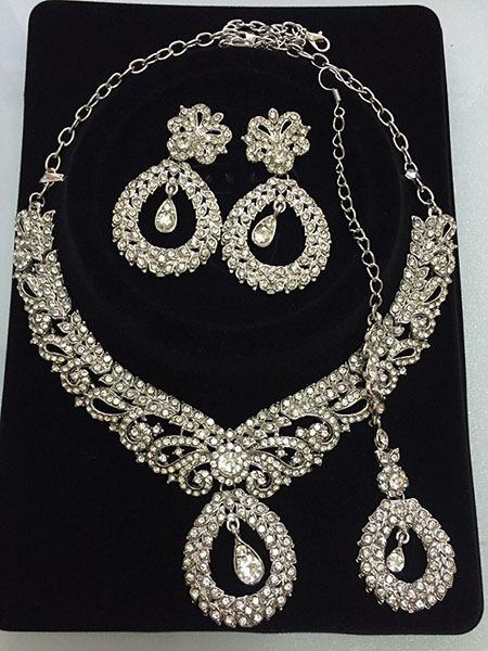Court Vintage Necklace Earrings Pendant Set Female Indian Dubai Bride Luxury Crystal Dress Wedding with 2450