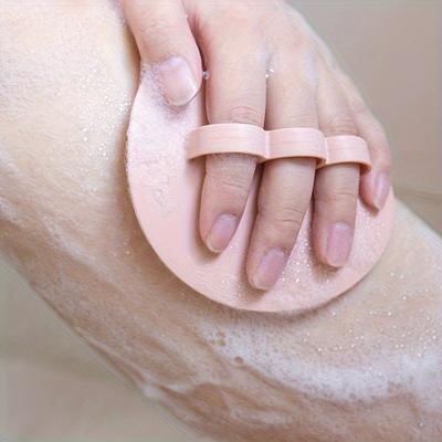 1pc Bathroom Massage Brush Silicone Bath Brush Soft Bristles Three Finger Shower Body Cleaning Brush, Body Scrubber, Bath Sponge