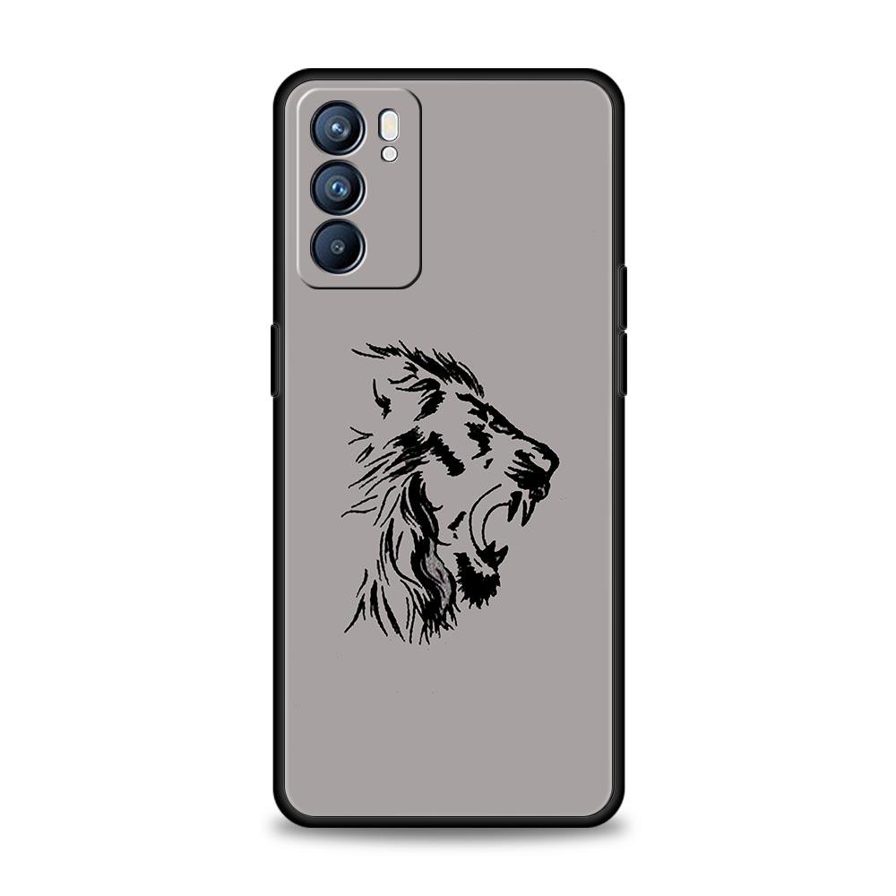 Concise Lion Pattern Phone Case For Oppo Reno14 Reno13 Reno12 11 F 10 Find X5 X9 Pro A54 5G A53 A52 A9 A16 A78 4G A80 A98 Cover