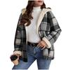 Giacca da Donna a Quadri Taglia L con Cappuccio Autunno Inverno Casual Larga Cappotto a Quadri Bianco Nero Bottone Top Autunnale