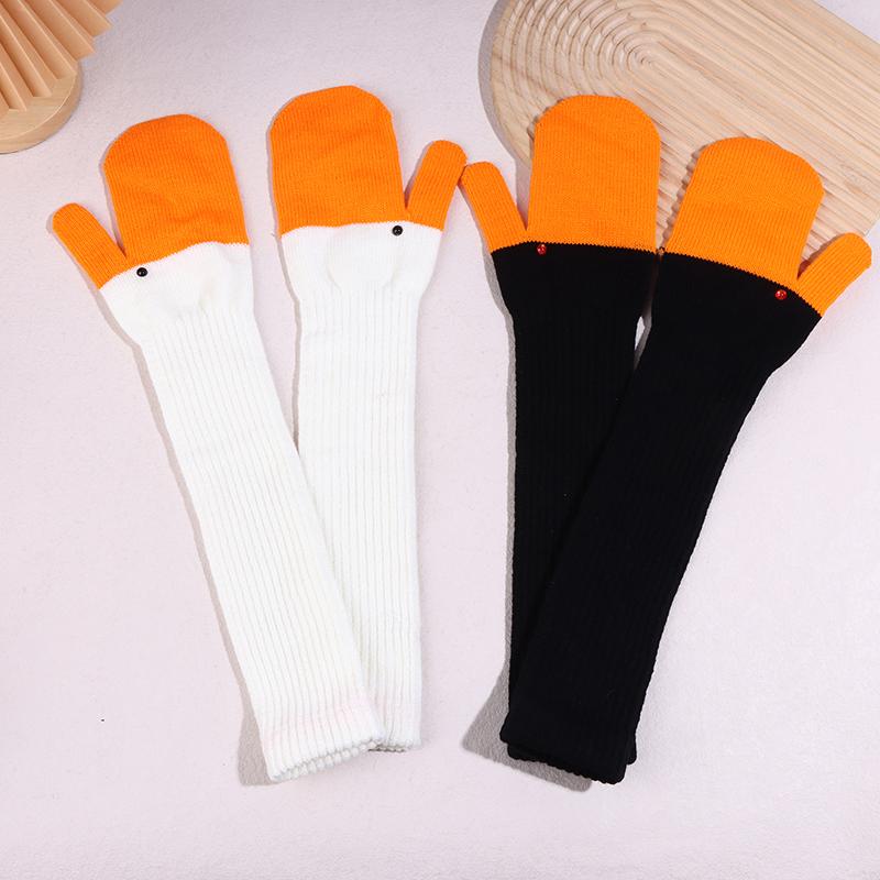 1Pair Cute Funny Goose Knitted Gloves For Women Winter Fleece-Lined Thickened Double-Layer Warm Coldproof Gloves