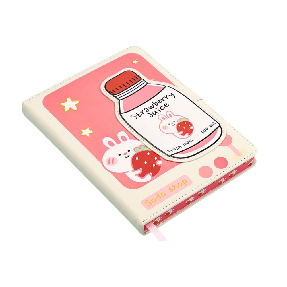 

224 Pages B6 Magnetic Notebook Cartoon Cute PU Leather Notepad Student Notebook Office Supplies червоний