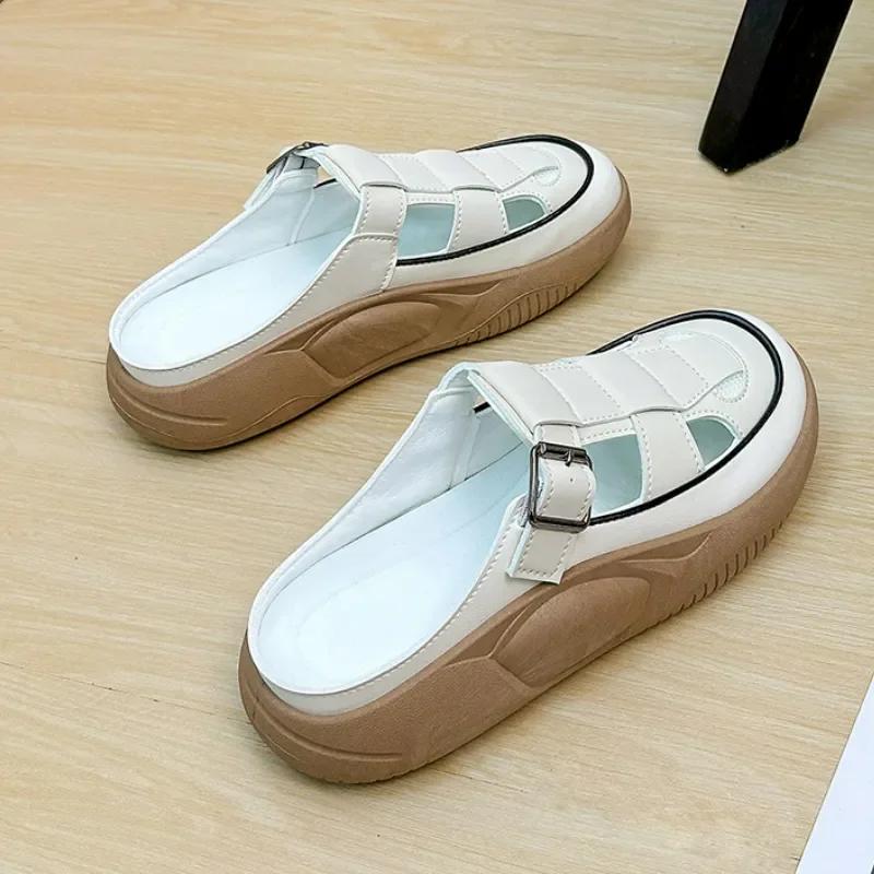 

Женские сабо, летние повседневные сандалии с закрытым носком на толстой подошве, женские удобные лоферы без шнуровки, обувь Sandalias De Mujer 35