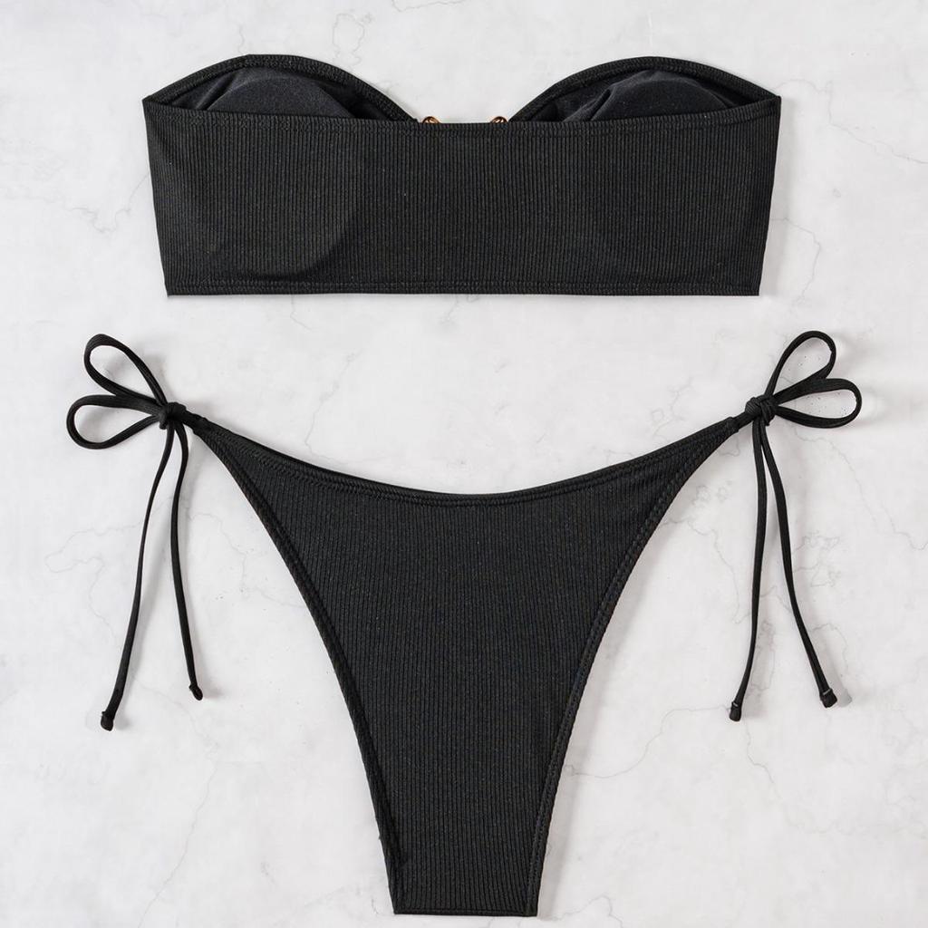 Yi Yong 2024 Lace-up Bandeau Bikini Two-Piece Swimsuit