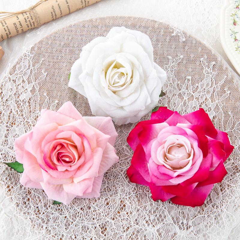 Artificial Flowers for Home Room Table Decoration Silk Red Roses Scrapbooking Diy Craft Wreath Wedding Bride Bouquet Accessories