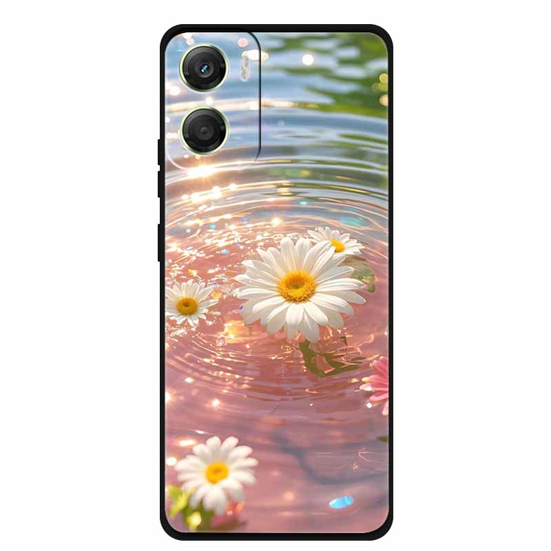 Flowers Case For Motorola Moto G06 G 06 4G Soft Silicone Phone Cover Funda Black TPU Protective Bumper Back Fashion Coque Shell