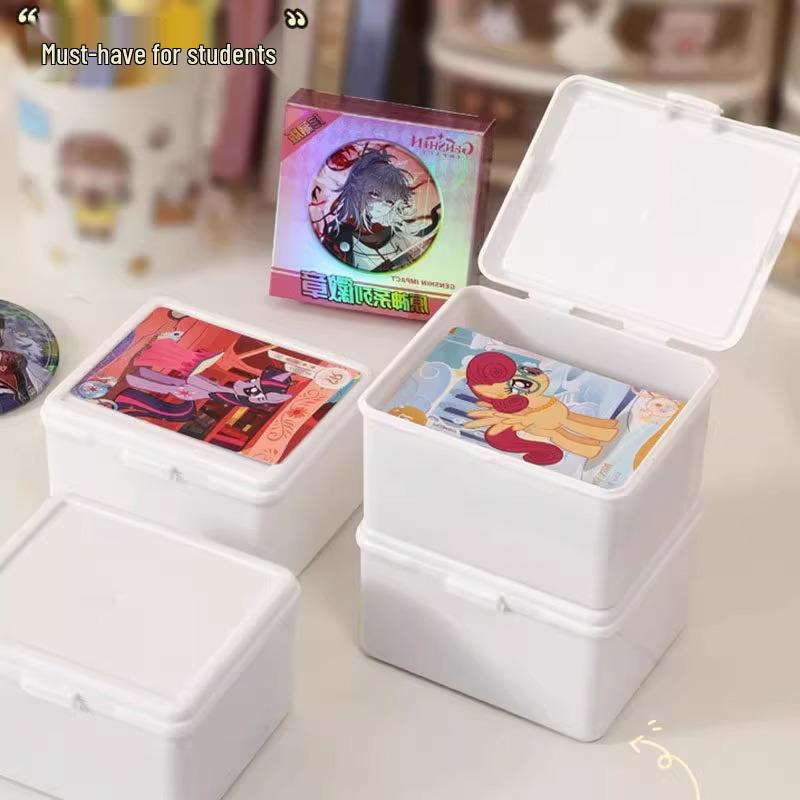 Pure White Flip-Top Desktop Storage Box with Ins Style Sticker