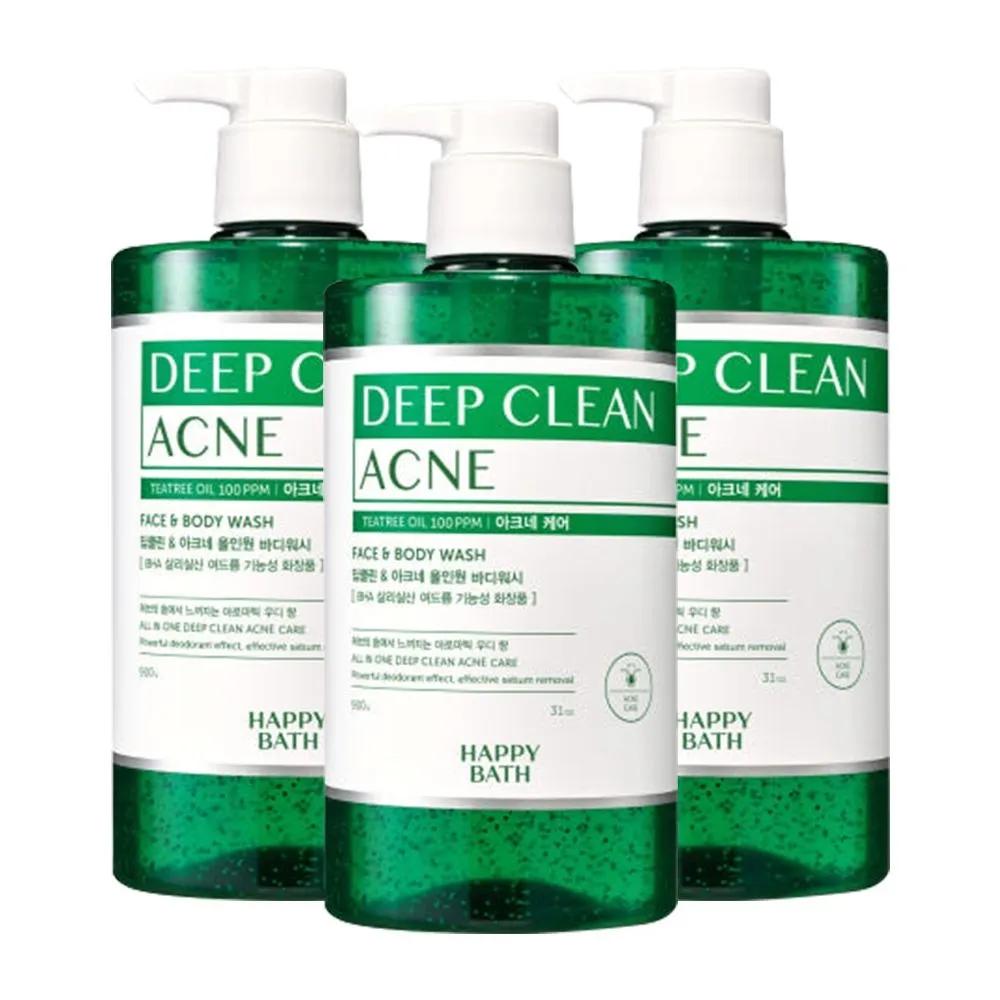 HAPPY BATH Deep Clean Tea Tree Acne Care Body Wash 900g 3 Packs