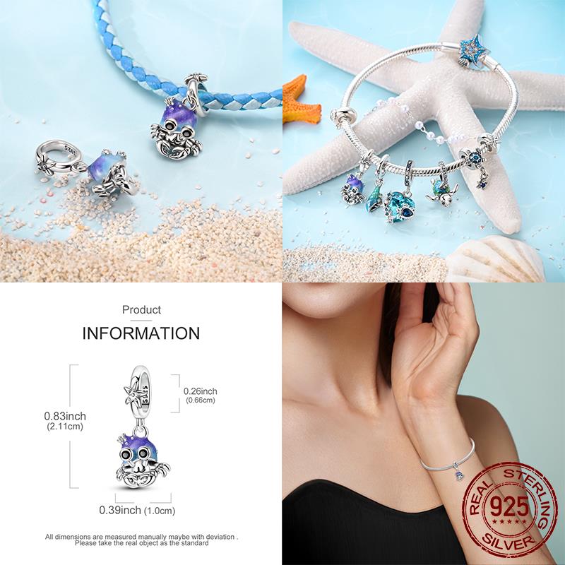 Real Copper Charms Summer Oceans Pendant Fit Original Bracelet Making Woman Jewelry Diy Gift