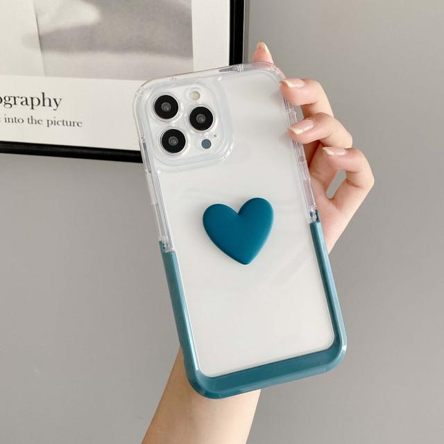 6 Farben Ins Love 3D Herz Niedlicher Ständer Halter Cartoon Paar Handyhülle für iPhone 13 Pro Max 11 12 Promax Stoßfeste Rückseite