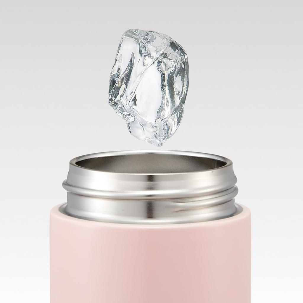 Skater Water Lid with Stainless Smoky Bottle, 450ml, One-Touch Gasket, Steel, Insulated, Pink, 72709-A