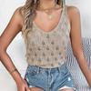 Damen T-Shirt mit V-Ausschnitt, ärmellos, Streifenmuster, für Damen, T-Shirt, Street-Strickmode