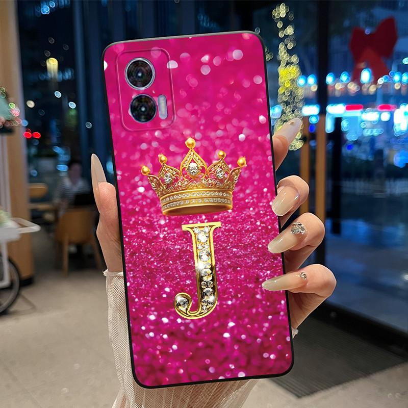Phone Case For Motorola Edge 30 Lite/Motorola Edge 30 Neo 5G Black Case Shockproof Soft Fashion Letter Crown Cover