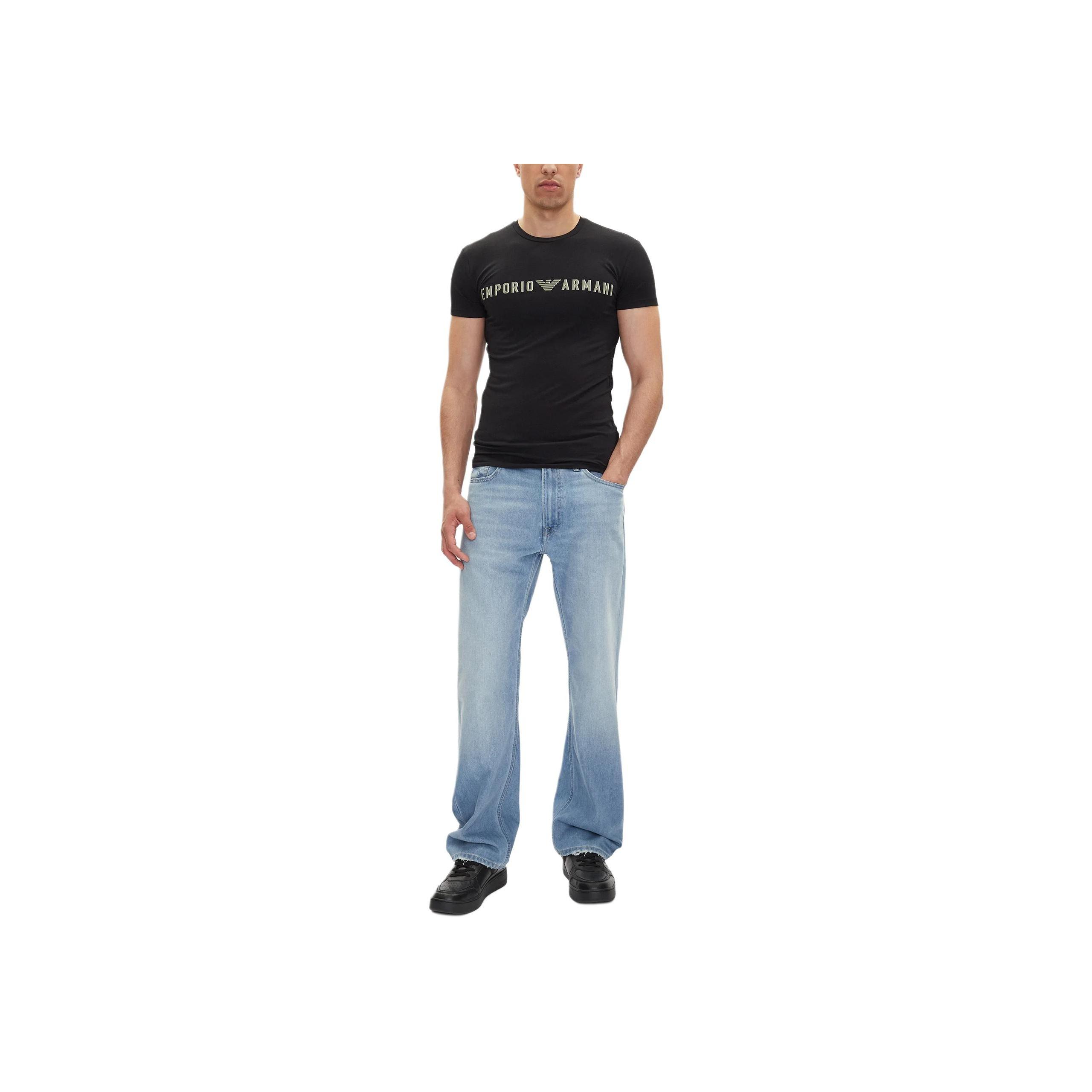 Emporio Armani Letter Logo Slim Fit Crew Neck T-Shirt Men tops Black EM000375-AF10772-UC001 XL