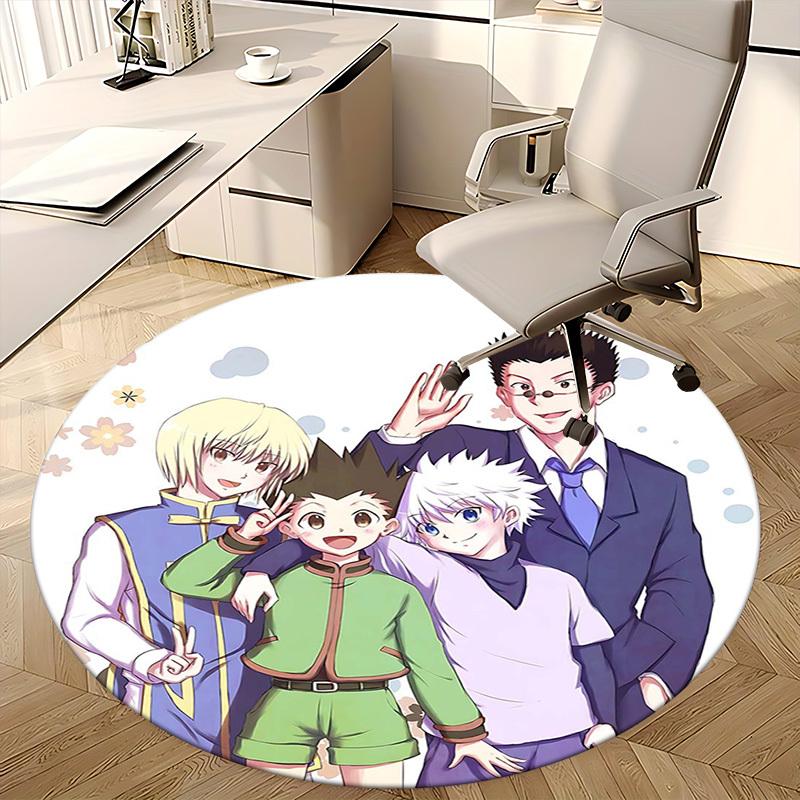 1pc Hunter X Hunter Anime Cartoon Design Round Carpet - Office Chair Mat, Non-Slip Rug for Home Decor, Living Room, Bedroom