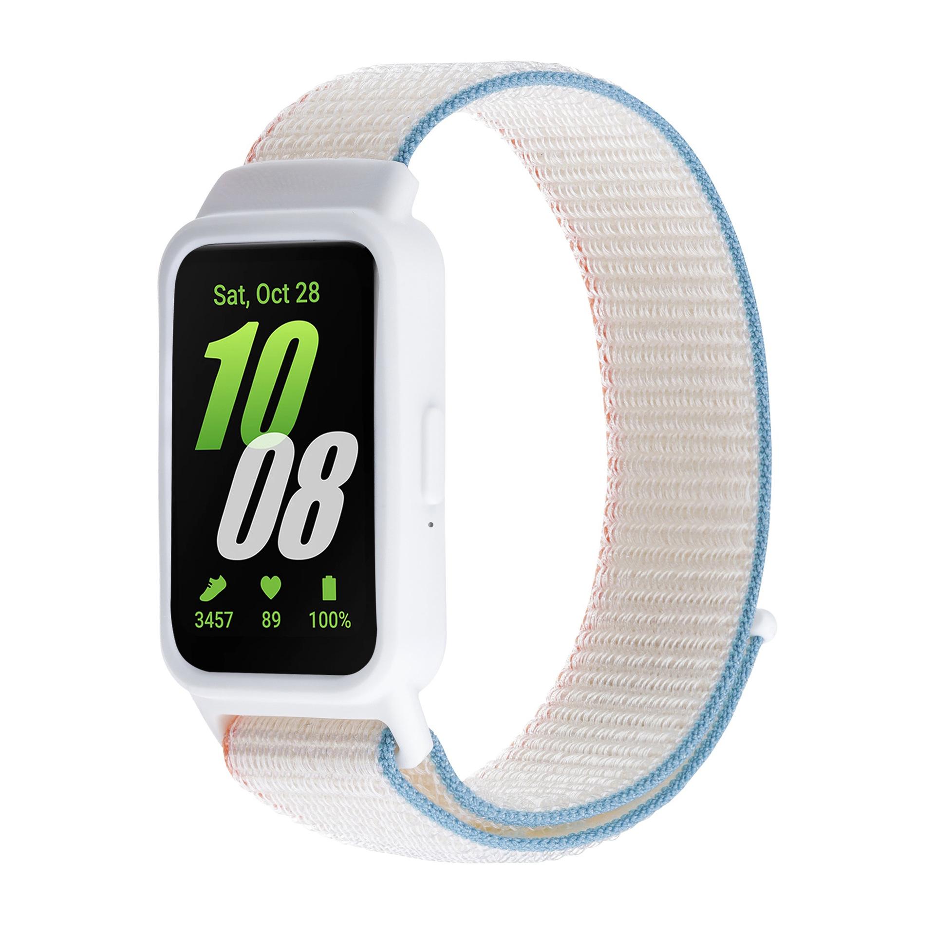 

Case+Nylon Loop for Samsung Galaxy Fit 3 strap Accessories Breathable Adjustable Replacement correa bracelet galaxy fit3 band For galaxy fit 3 кремовый